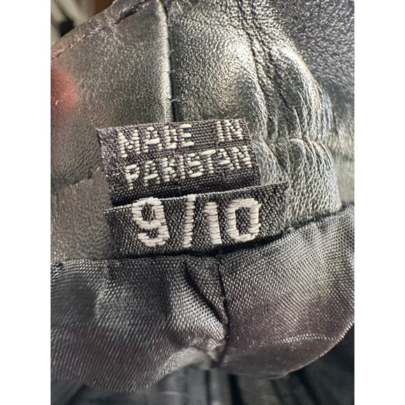 Vintage y2k Womans 8 High Waist Straight Leg Leather Pants Flat Front Crop Black - Picture 7 of 7